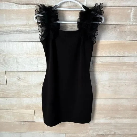 Thirty Thirty Black Sleeveless Ruffle Mini Party Dress Size Small - Picture 2 of 7